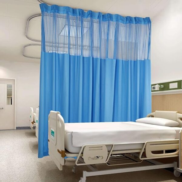 60" W x 96" L/5x8FT Inherent Flame Retardant Hospital Curtain Room Divider, Grommet Flame Resistant Cubicle Curtains Medical Privacy Curtain for Hospital, Medical Clinic, Lab, School, Blue