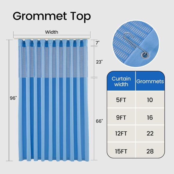 60" W x 96" L/5x8FT Inherent Flame Retardant Hospital Curtain Room Divider, Grommet Flame Resistant Cubicle Curtains Medical Privacy Curtain for Hospital, Medical Clinic, Lab, School, Blue