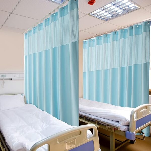 6.curtain Hospital Curtain Inherent Flame Retardant Medical Privacy, Room Divider Medical Curtains with Blue Clinic for Hospital, School Nursery, Lab, Clinic (U & L Size)